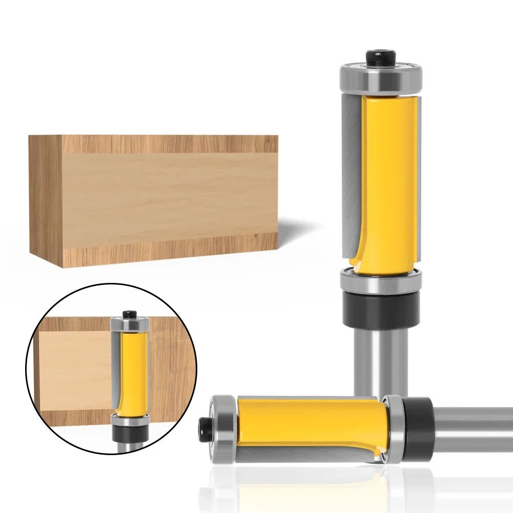 

1PC 1/2" 12.7MM 12MM Shank Milling Cutter Wood Carving 1-1/2" Extra Long Trim Pattern Top&Bottom Bearins Router Bit Woodworking