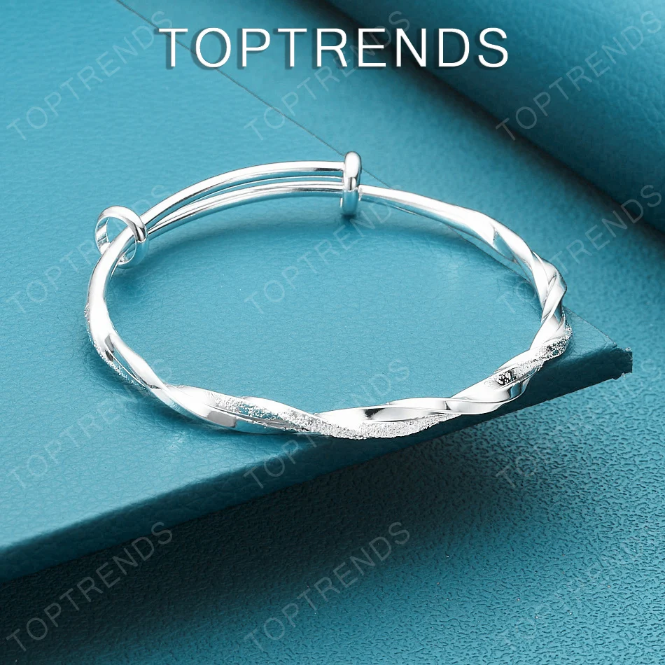 Hot-Selling New Style 925 Sterling Silver Woven Push-Pull Bangle For Women Engagement Wedding Party Jewelry Grace Accessories