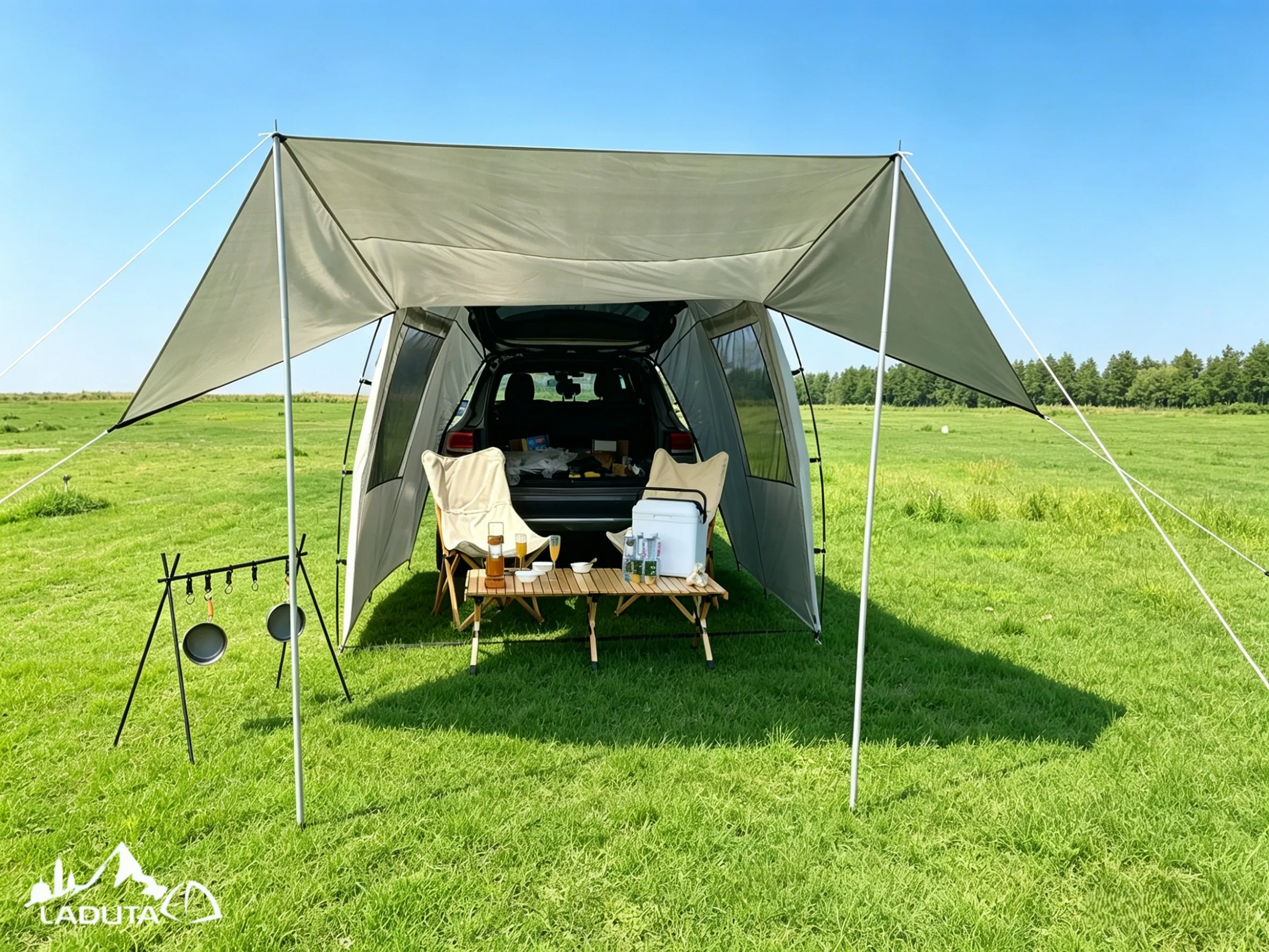 Multi-Person SUV Trunk Tent Waterproof Rainproof Sunshade Car Rear Extension for Self-Driving Travel Camping Barbecue