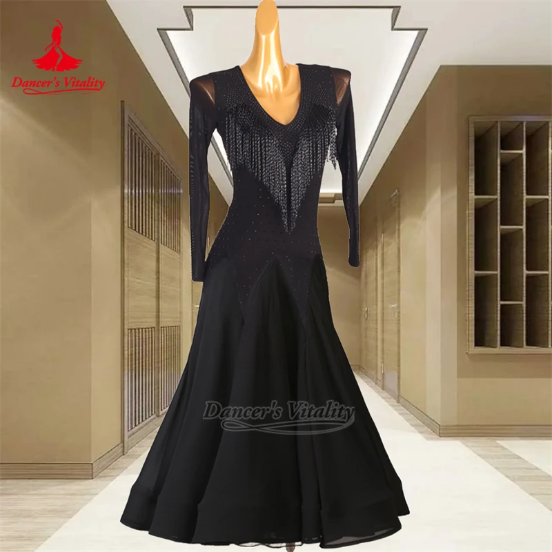 社交ダンスプロフェッショナル長袖ビッグスイングドレスダンサーの活力大人女性ワルツコンテスト&練習服カスタマイズ