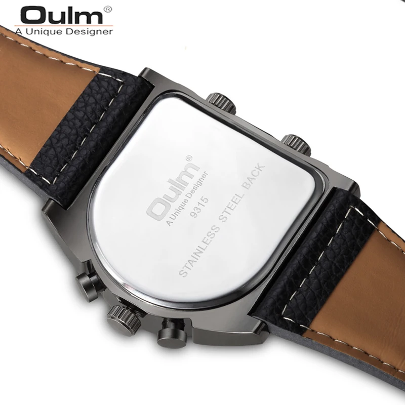 Oulm Top Brand New Style Unique Design Men\'s Watch Fashion High Quality Quartz Watch Leather Strap Men\'s Business Sports Watch