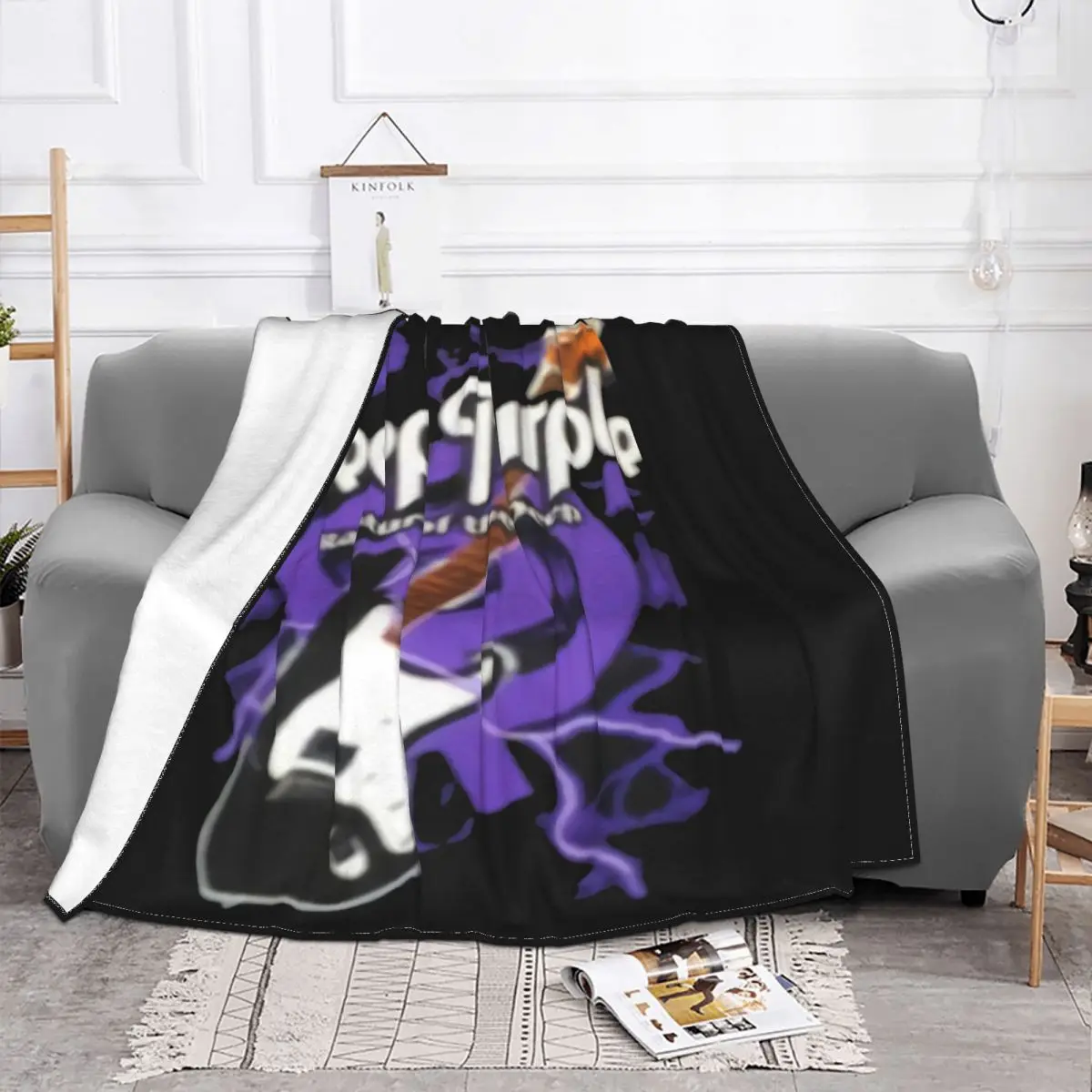 T Deep Purple Taglia S M L Nero Maglia Homme Selling Natural Female Humour Splicing Designs Top Holiday Pride Throw Blanket