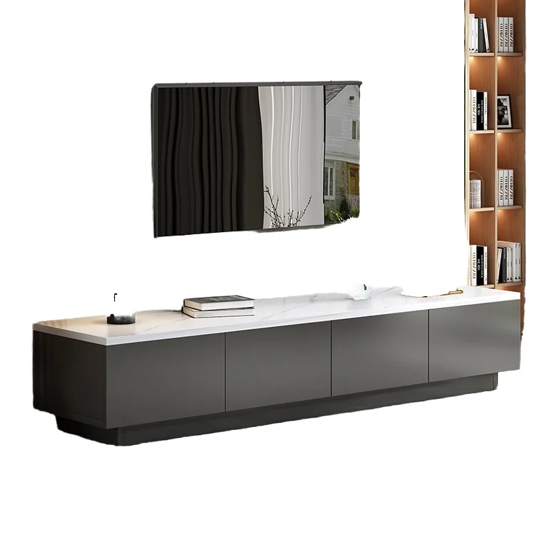 

Italian luxury forest wood TV cabinet coffee table combination modern stainless steel living room furniture panel home apartment