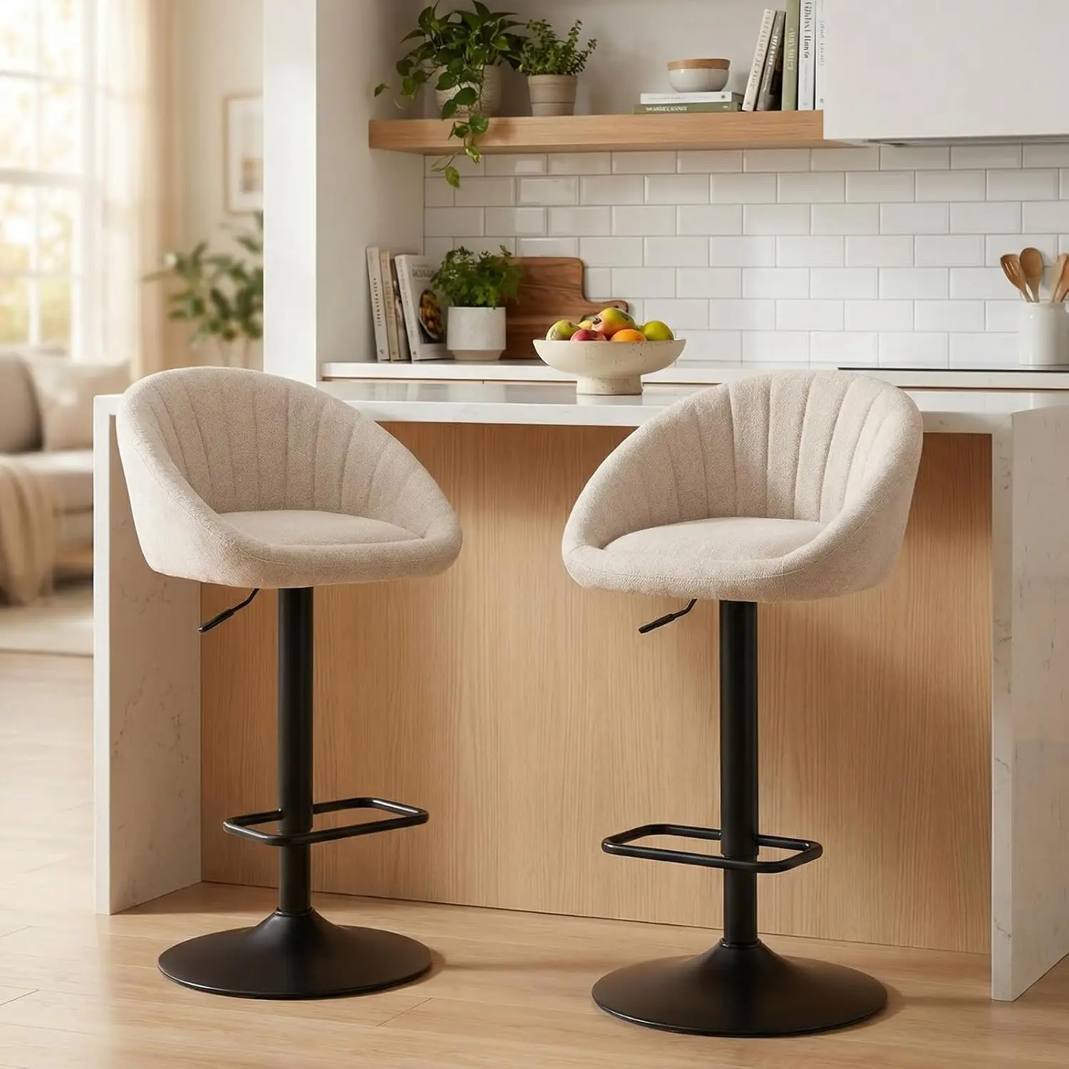 Swivel Adjustable Bar Stools Set of 2 Modern Counter Stools Bar Chairs with Back for Dining Room/Kitchen Island/Home Bar