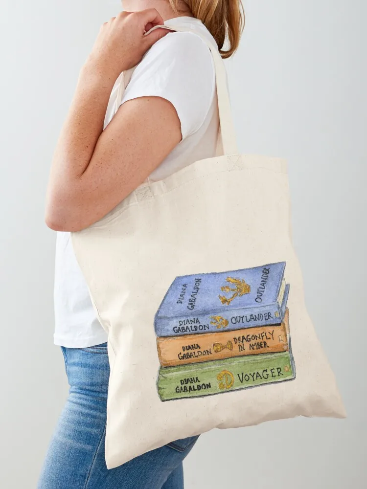 

Outlander Book Stack Watercolor Tote Bag Fabric bag Large bags for women female bag canvas tote bags