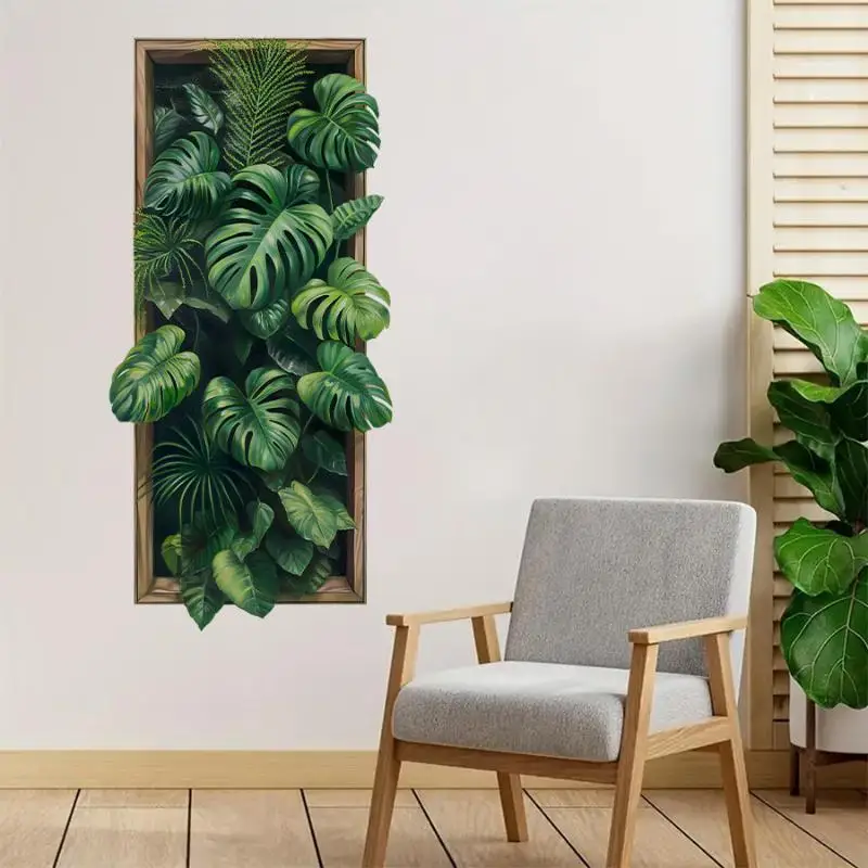 Green Plant Wall Sticker Creative Nordic Sticker Living Room Bedroom Monstera Leaf Decal Self-Adhesive House Decoration