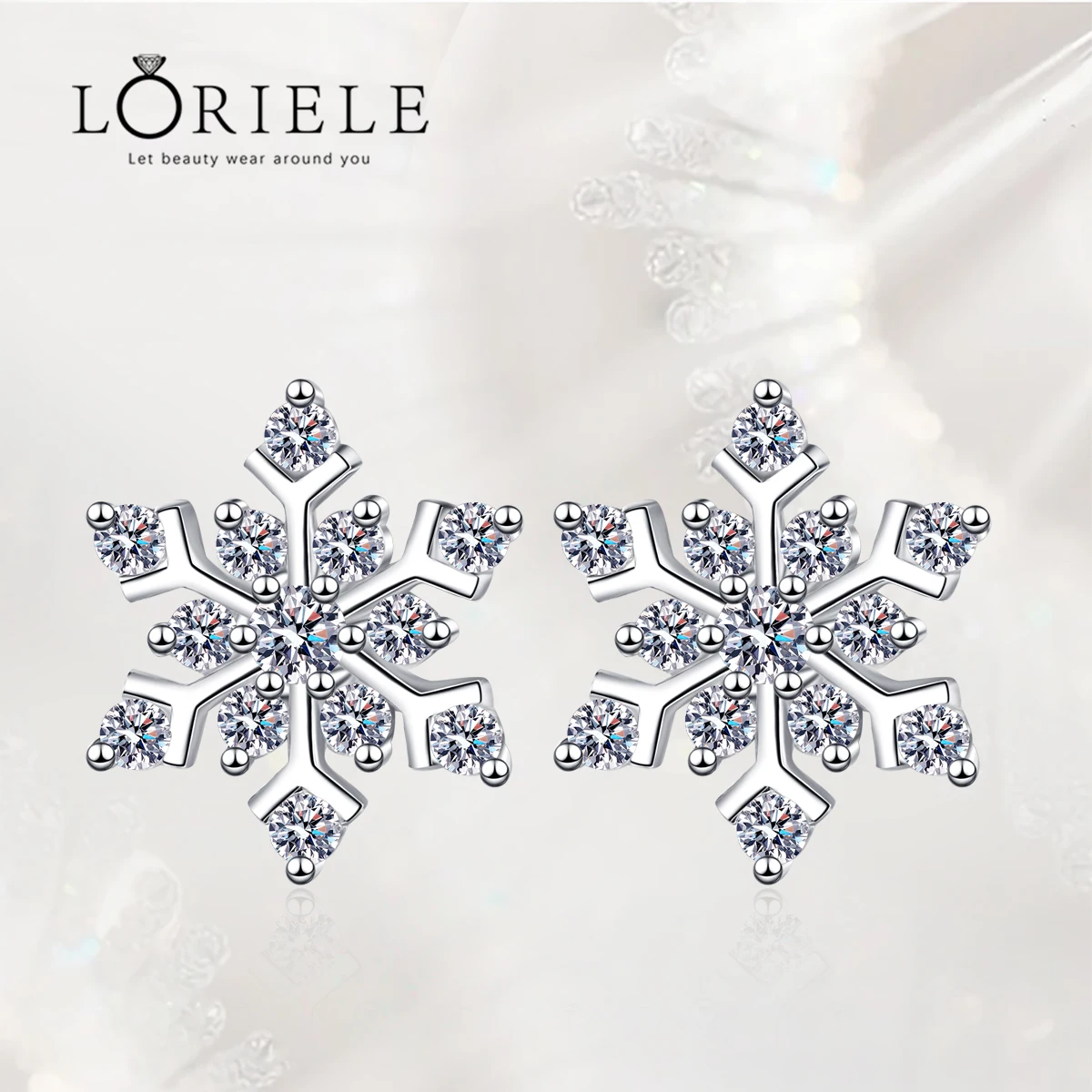 

LORIELE 925 Sterling Silver Moissanite Snowflake Earring Pass Diamond Test Moissanite Stud Earrings For Women Gift Fine Jewelry