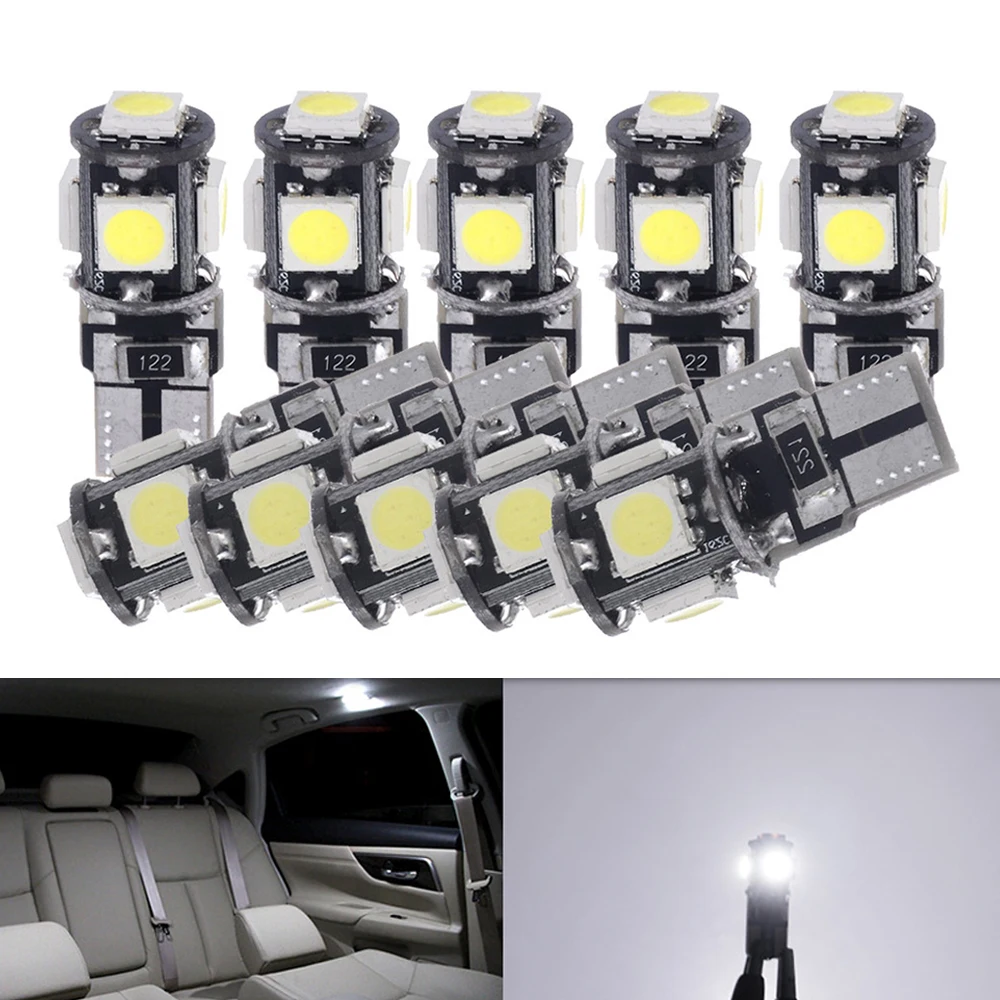 10-40pcs Wholesale T10 W5w Canbus Car Interior light 194 501 led 5 5050 SMD Instrument Lights bulb lamp dome light Signal DC 12V