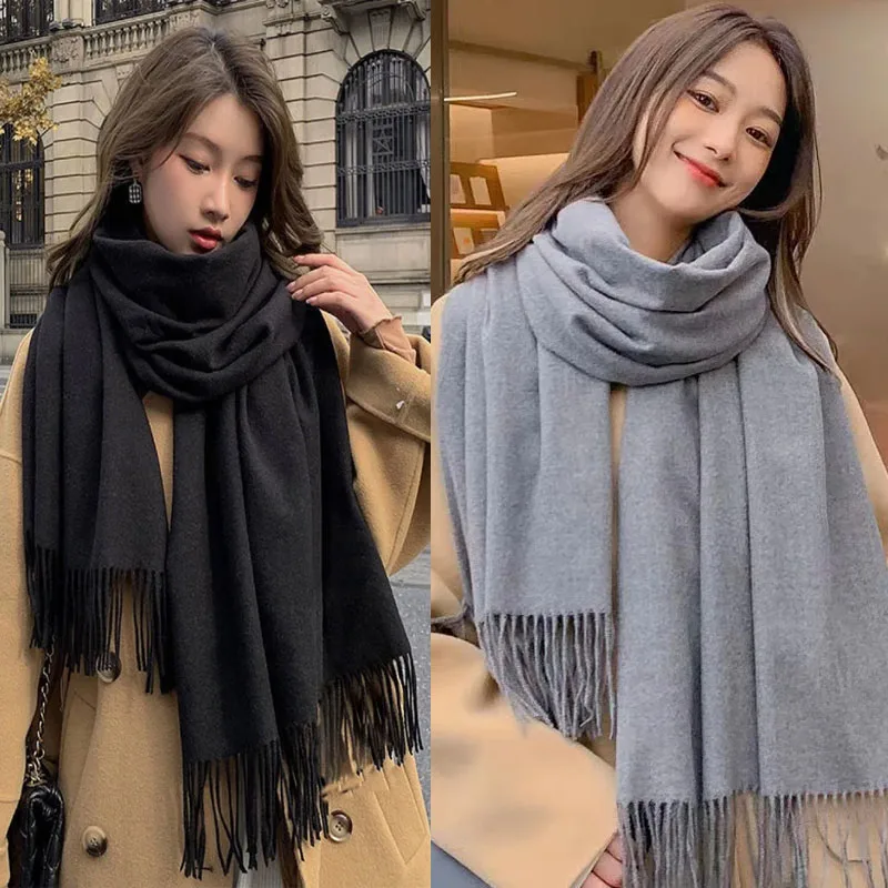 NONE Neue Schwarz Schal Kaschmir Frau Wolle Damen Schal Warm Karierten Schal frauen Winter Schals Herbst XWJ07 6