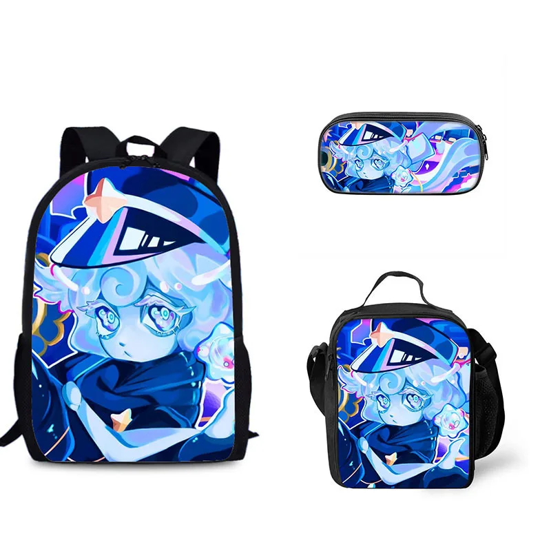 Keksspiel Studentenrucksack dreiteiliges Set Shadow Milk Cookie peripherer Kinderrucksack Essensbeutel Federmäppchen-Set