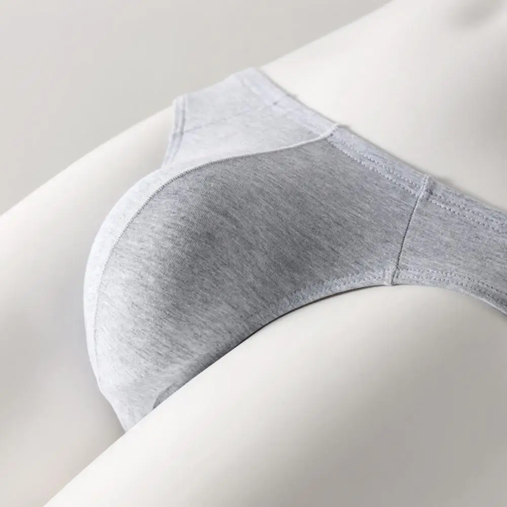 Men Thong Briefs Men's Low-waisted Thong Underwear T-shaped Cut Briefs with U Convex Supportive Pouch Elastic Fit for Daily