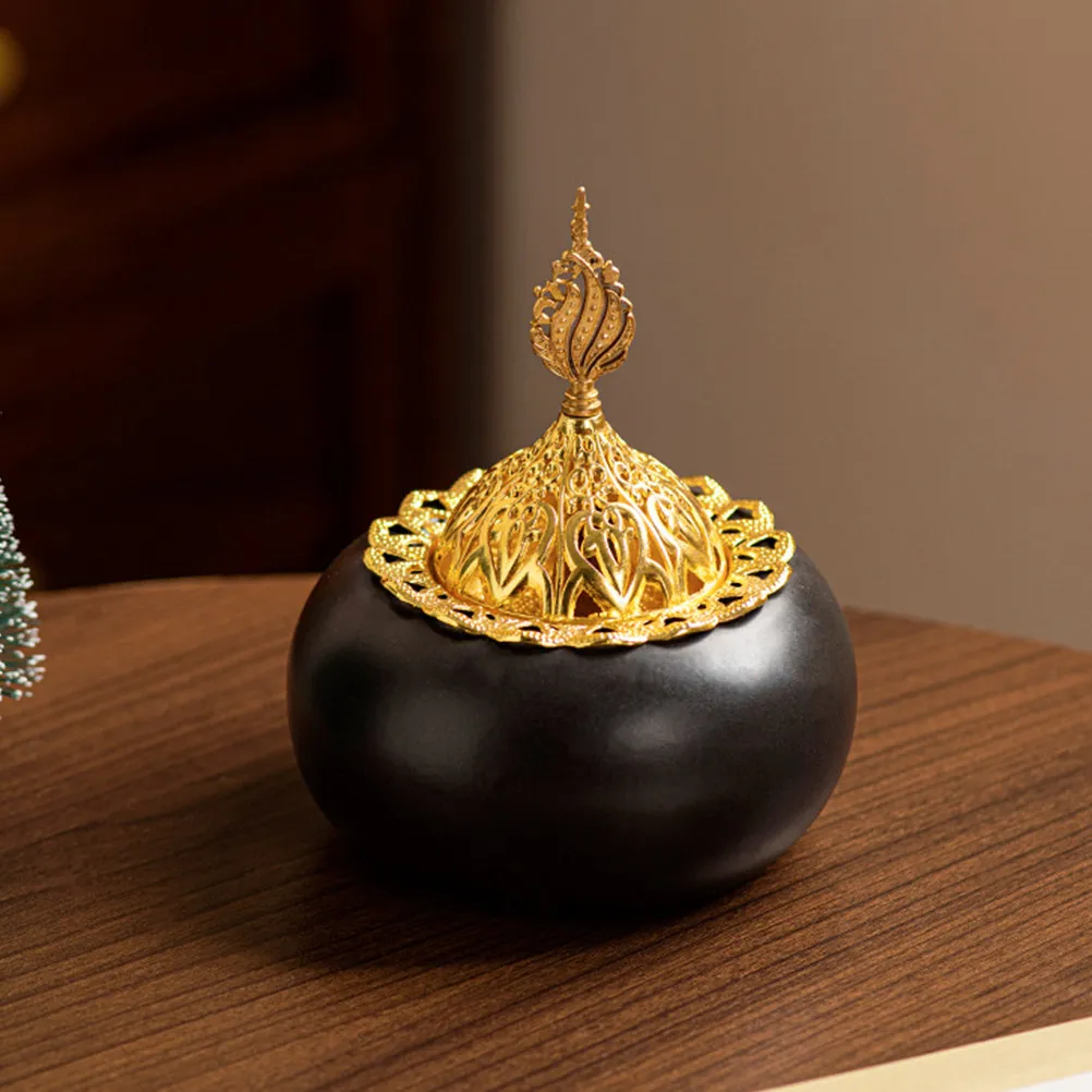 Arabic Style Ceramic Incense Burner Dome Shaped Oud Bakhoor Burner for Cone Charcoal Aromatherapy Home Spa Yoga Decor Ramadan