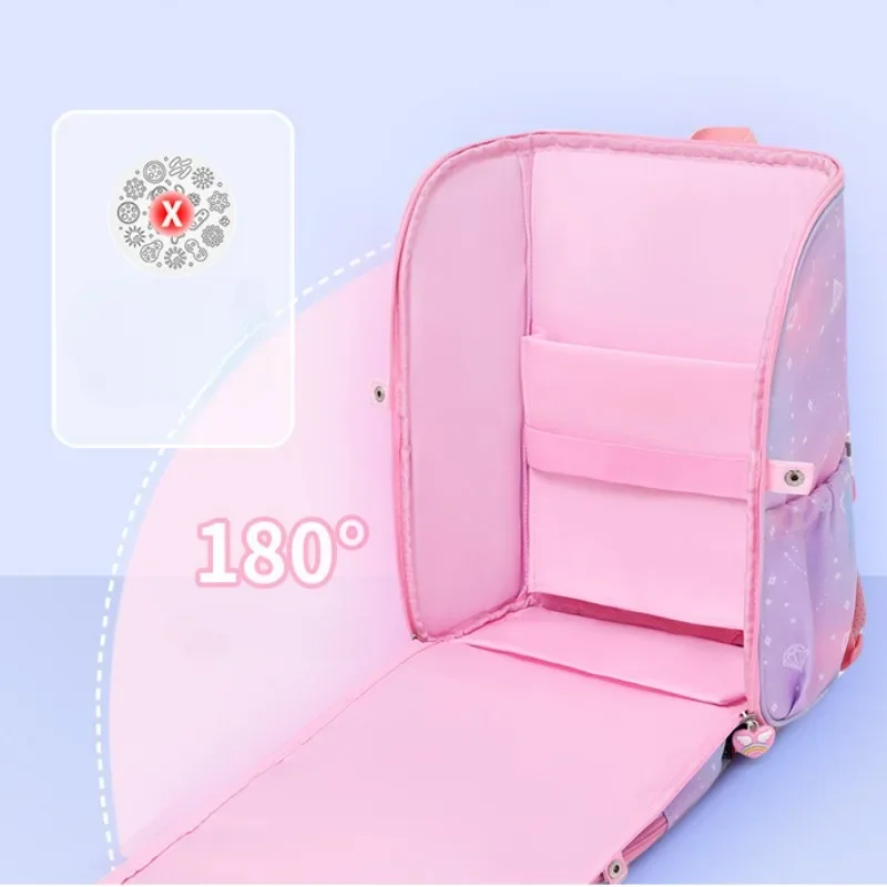 Bolsa de livros da escola primária para meninas, mochila infantil, impermeável, fácil de limpar, 3d, fofa, desenhos animados, unicórnio, princesa