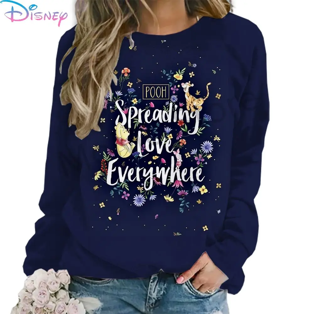 Disney Winnie The Pooh Women\'s Long Sleeve Sweatshirts O Neck New Y2k Clothes Lovely Autumn Party S-3XL Streetwear Fashion 2024