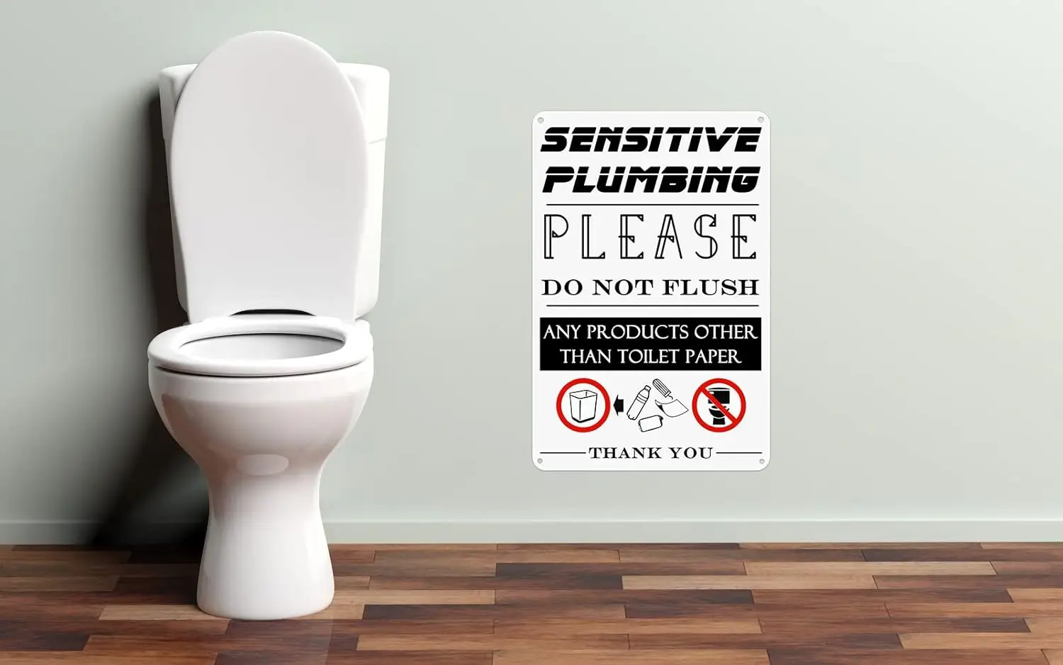 funny Bathroom metal Tin Sign - sensitive plumbing piease do not flush any products other than toilet paper 8X12 Inch,