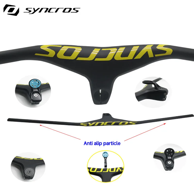 Syncros yellow Carbon Integrated Handlebar Mtb Handlebars Stem 28.6mm -7° Mountain Bike 660~800  70/80/90/100mm Bicycle Parts