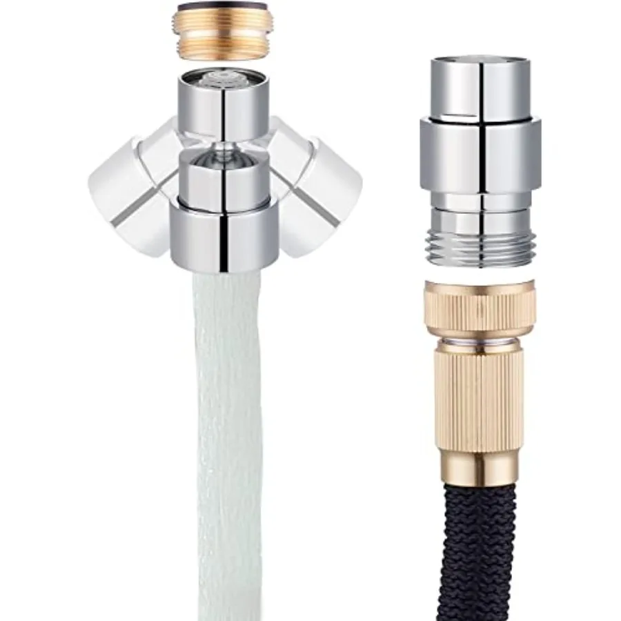 

2 in 1 Faucet Aerator with Adapter, Connect to Garden Hose/Other 3/4 Inch Thread Hose, Big Angle Swivel Kitchen Sink Faucet Aer