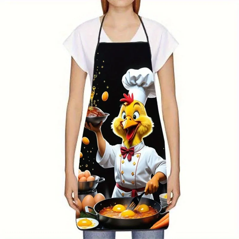 Funny Chef Chicken Apron, Cute Cartoon Rooster Cooking Graphic Bib, Humorous Kitchen Decor, Novelty Gift for Men Dad