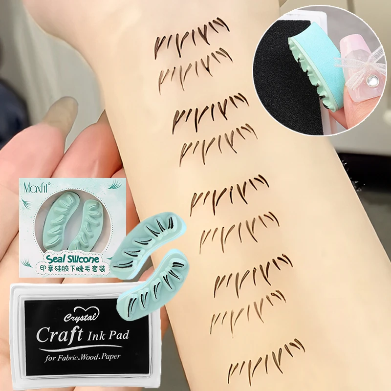 Lower Eyelash Stamps Set Waterproof Natural No Smudging Lazy DIY Lower Eyelashes Template Seal for Beginner Easy Cosmetics Tools