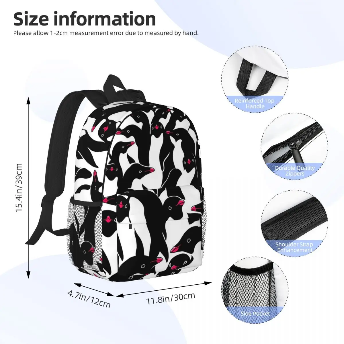 Nel complesso pinguini II zaini adolescente Bookbag Casual bambini borse da scuola zaino per Laptop borsa a tracolla grande capacità