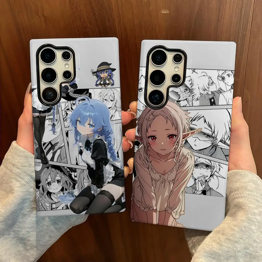 Funda de teléfono Mushoku Tensei para Samsung S25, carcasa de película de lujo GalaxyS24Ultra 23plus S22 21 A56 36 26 16, cubierta de doble capa