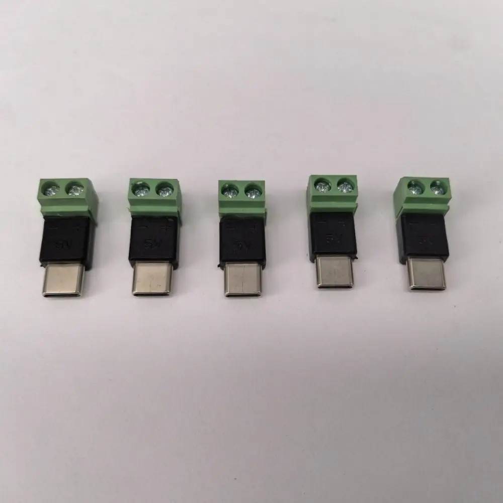 Type C Male 5V to 2 Pin USB C to 2Pin Terminal Adapter Solderless Plug Charging Conversion Crimp Terminal Block