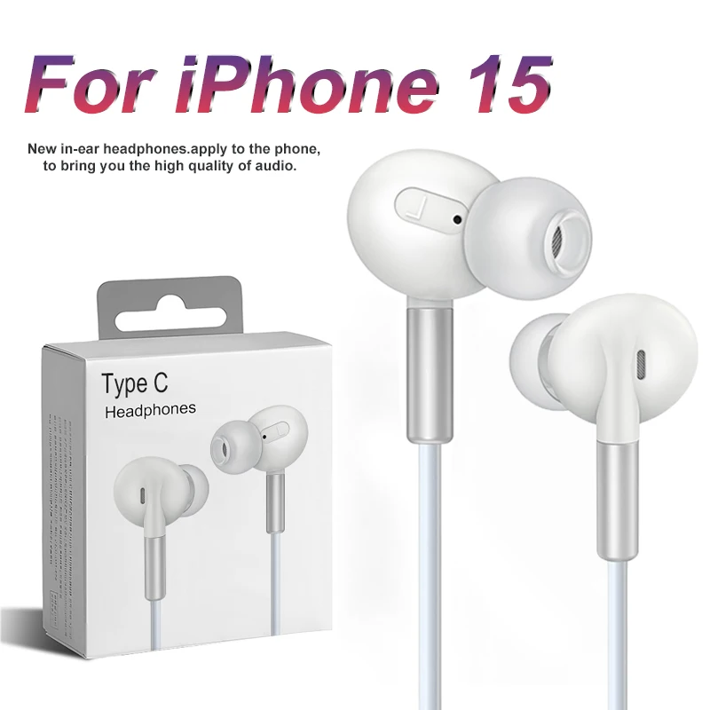 

For Apple Type C Wired Headphones DAC Microphone HiFi Stereo Earbuds For iPhone 15 Pro Max Samsung Xiaomi Huawei 3.5mm Earplugs