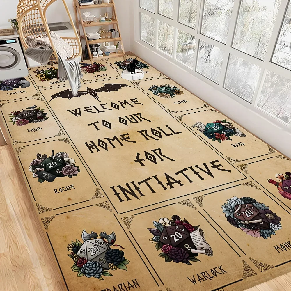 Willkommen in die Dungeons Roll For Initiative Badezimmermatte Retro Multiple Choice Wohnzimmer Küchenteppich Rutschfeste Nachttischmatten