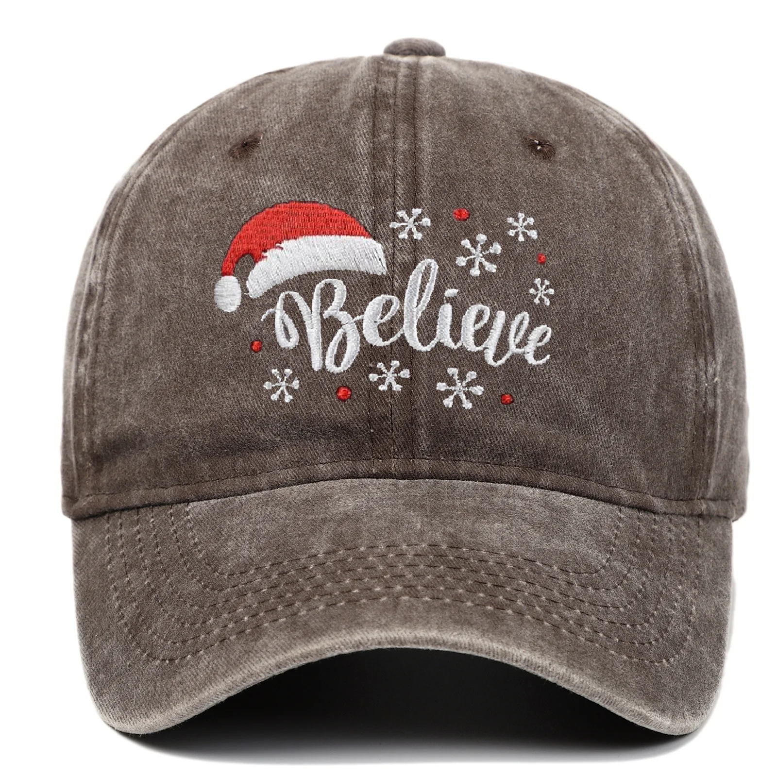 قبعة عيد الميلاد الجديدة مع تطريز ندفة الثلج، قمة كبار السن، قبعة بيسبول مغسولة للرجال والنساء، قبعة شمس رياضية خارجية #5