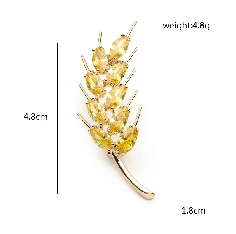 Wuli&Baby Shining Wheat Brooches Women Men Rhinestone Grain Plants Flower Party Office Brooch Pins Gifts