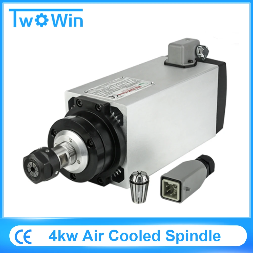 

4KW Air Cooled Square Spindle Motor 220V/380V ER20 Air Cooling High Speed Motor For CNC Milling Grind Engraving Machine