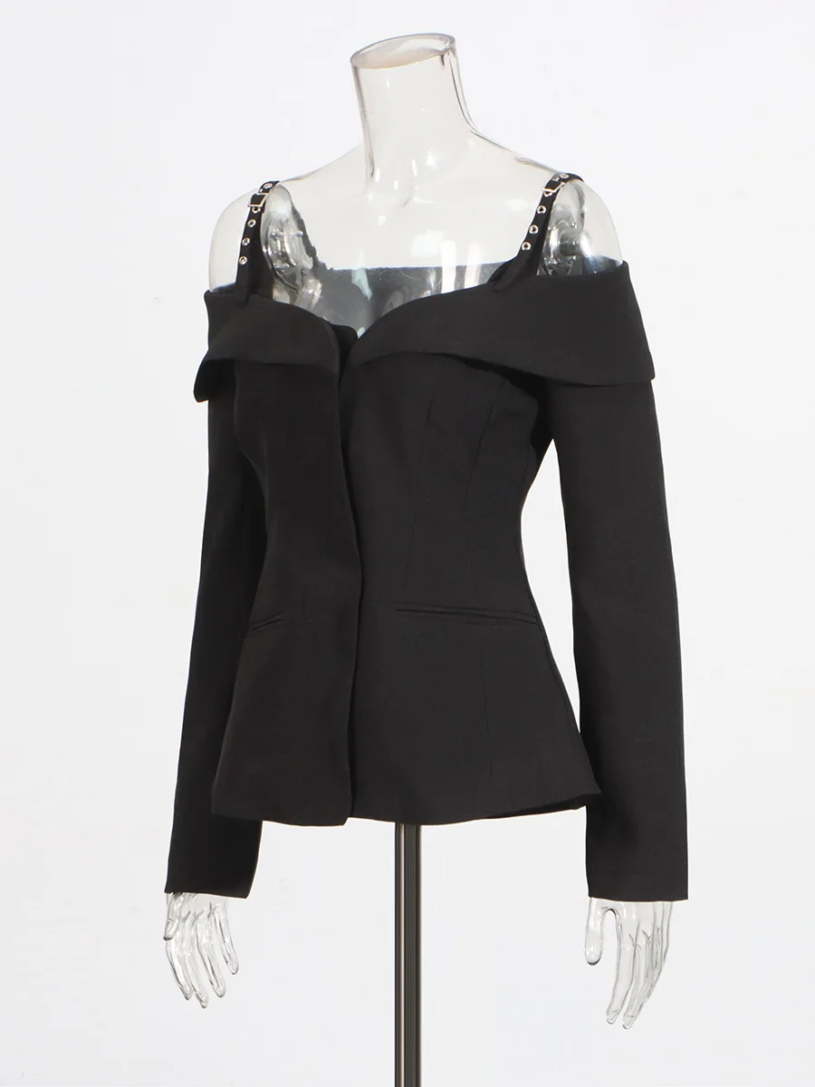 Tannt Women Blazer 2025 ฤดูใบไม้ผลิแขนยาวปิดไหล่สุภาพสตรีสีดํา Blazer Coat แฟชั่นทั้งหมดผู้หญิง Slim เสื้อสูท