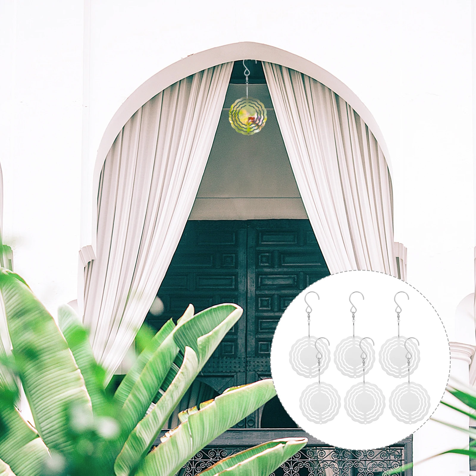 

6pcs Metal Sublimation Spinner Blanks Aluminum Diy Hanging Chime For Yard Garden Decor Porch Spinner Outdoor Indoor Wind
