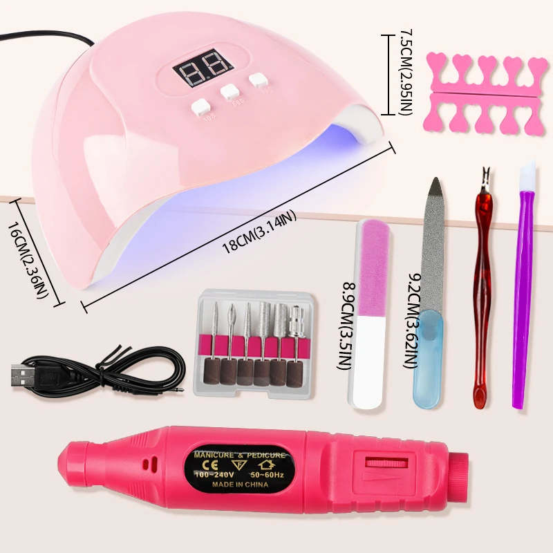 Nagelaccessoires Kits Professionele Nagel Boor Machine Voor Nagelgel Acryl Snel Gebouw Mal Tips Kit Met Uv Led Lamp