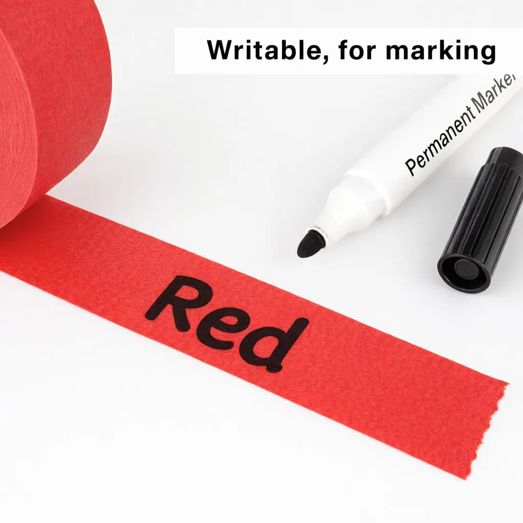 2rolls Red Painters Tape-Masking Tape Multi-Surface, Smart Adhesion, Indoor & Outdoor -  Paint Tape for DIY, Labeling, Art, Car view 6
