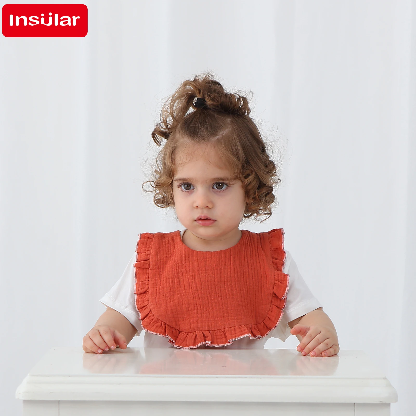 Floral Soft Cotton Newborn Burp Cloth with Ruffle - Breathable Baby Saliva Towel Feeding Drool Bib Lace Kids Bibs for Infants