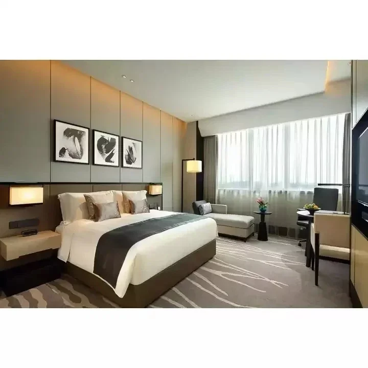 Customized Hotel Project Wooden Hotel Bedroom Set With Luxury Hotel Room Furniture