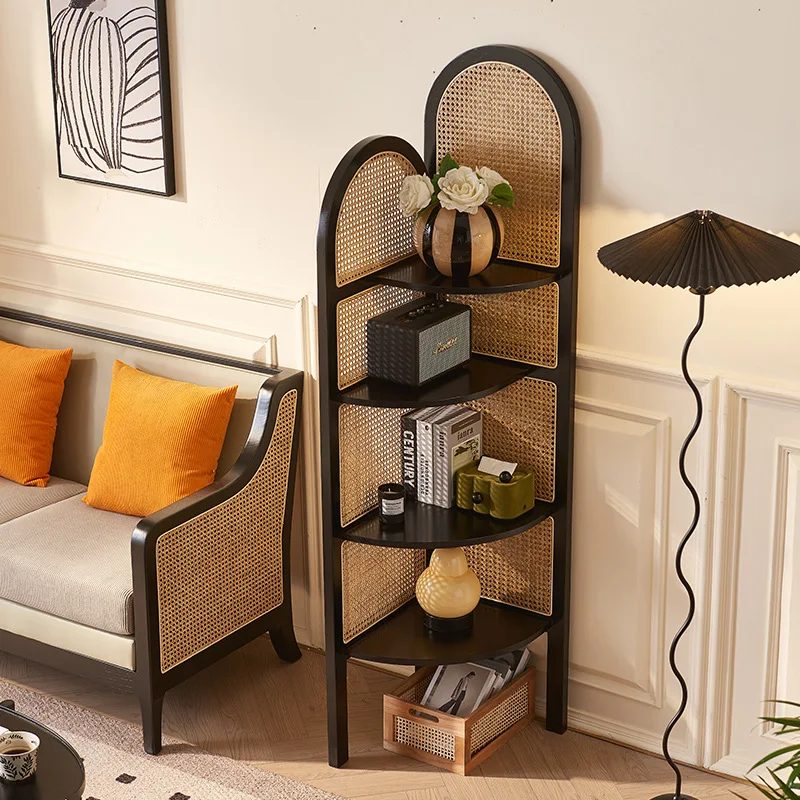 

Nordic solid wood corner cabinet household small apartment against the wall corner cabinet homestay simple bedroom multi-layer