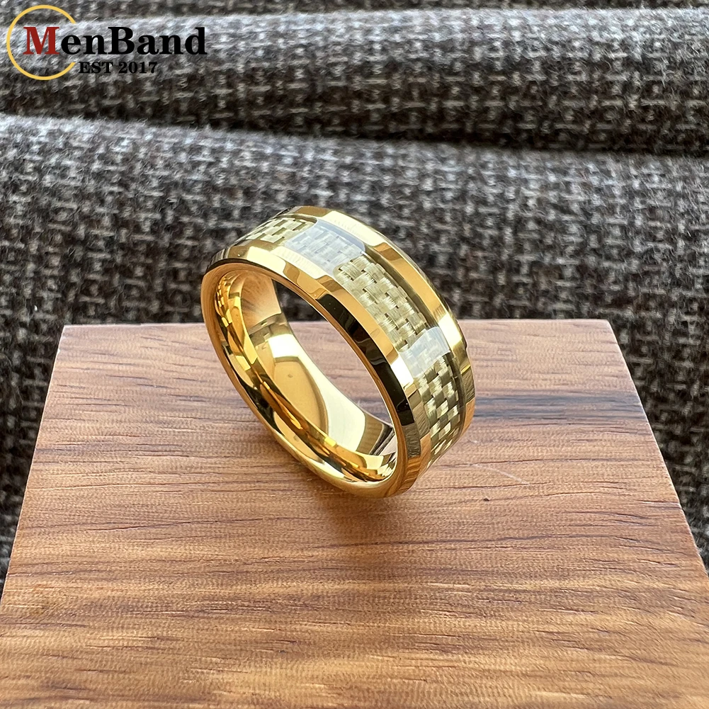 MenBand 4/6/8 مللي متر الذهب ألياف الكربون البطانة التنغستن الدائري للرجال النساء موضة المشاركة الزفاف الفرقة عصرية ومريحة