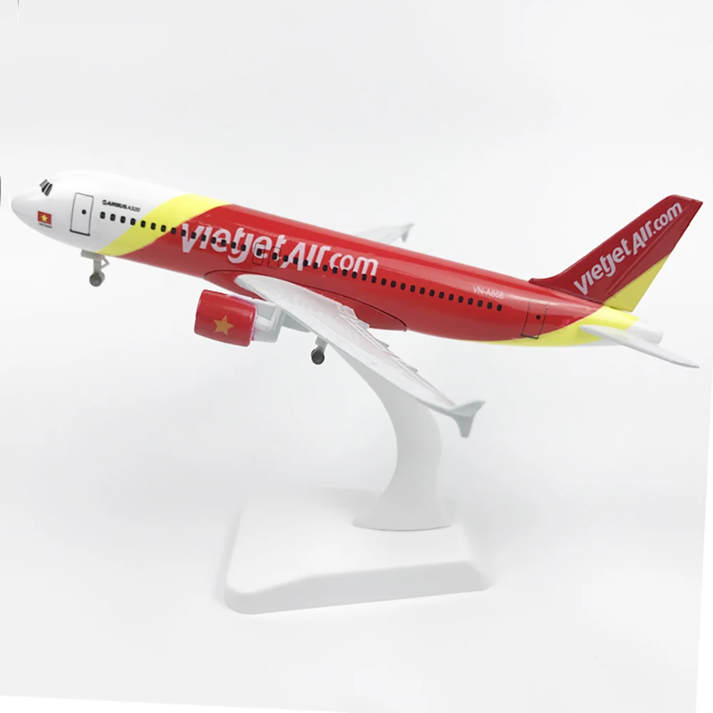 

18 см самолет Вьетнам Vietjet Airbus A320 с шасси сплав самолет детский подарок для коллекции украшения комнаты