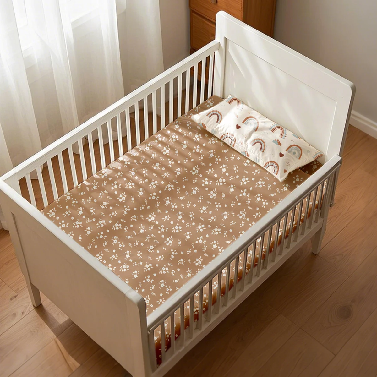 HappyFlute Super Soft Bamboo Fabric Children's Bed Cover 130x70x20cm Washable Crib Set Removable Table Beeding Cover for Kids