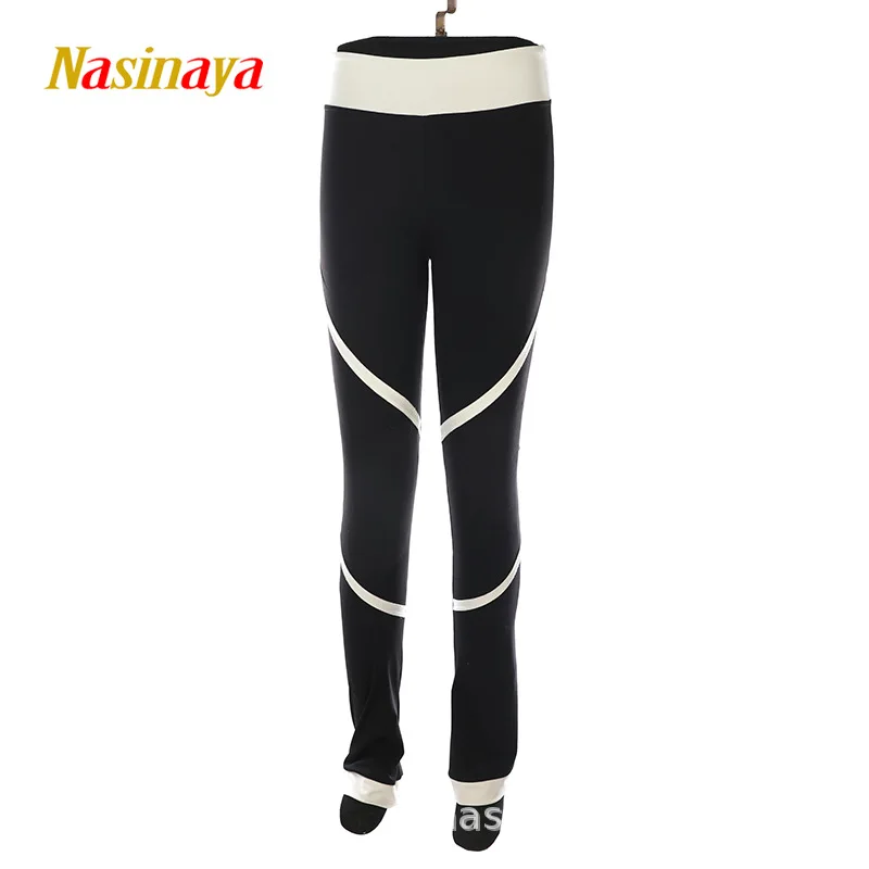 

customized children adult ice skating pants with plush waterproof non stick ice black patchwork color stripes and loose diamonds