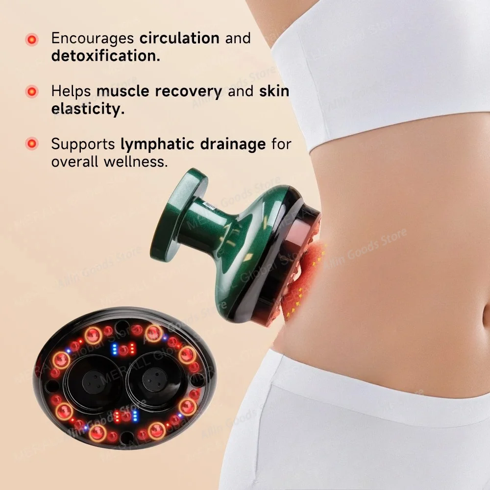 Electirc Cellulite Massager Vacuum Cupping Device Dual Suction Ports Skin Scraping massager Guasha Suction Cups Therapy guasha
