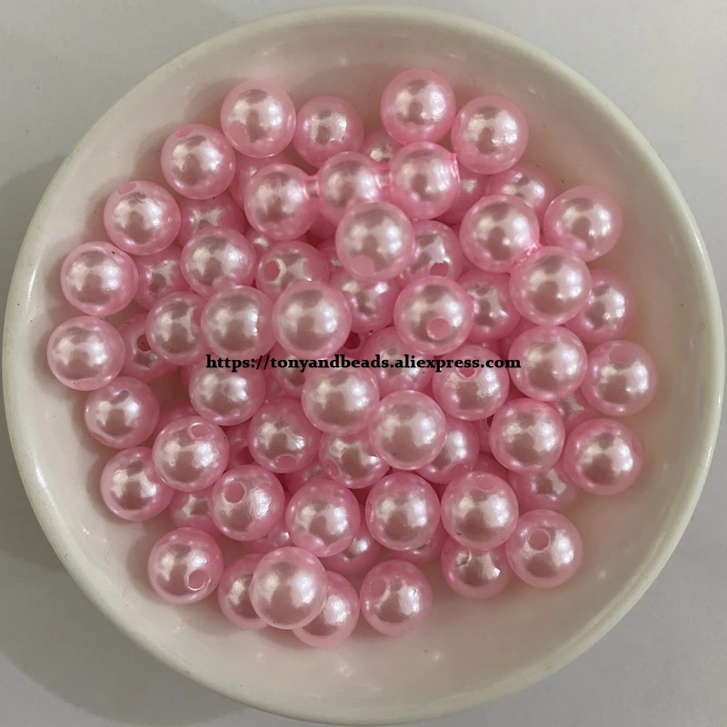 Acryl-Imitationsperlen, runde Kugel-Abstandsperlen, 4, 6, 8, 10, 12 mm, wählen Sie Größe und Farbe für die Schmuckherstellung, DIY, Lochgröße 1,5 mm – Detail 2