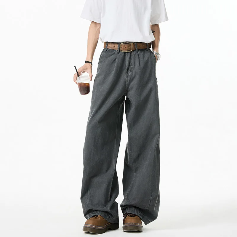 LUZHEN Autumn Fashion Simple Solid Color Handsome Straight Trousers Men's 2025 New Trendy High Quality Loose Casual Pants JY4576