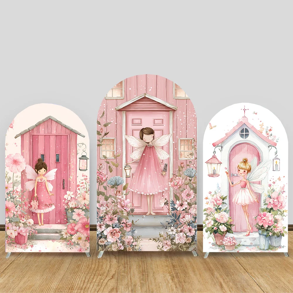 

Arch Wall Panels Backdrops Butterfly Fairy Garden Girls Birthday Pink Floral Mushroom Door Baby Shower Arched Cover Party Banner