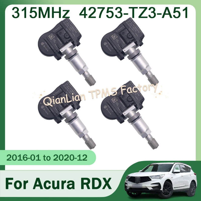 

1/4pcs 42753-TZ3-A51 Tyre Pressure Sensor For Acura RDX ILX MDX NSX RLX TLX 315MHz TPMS Tire Pressure Monitor System