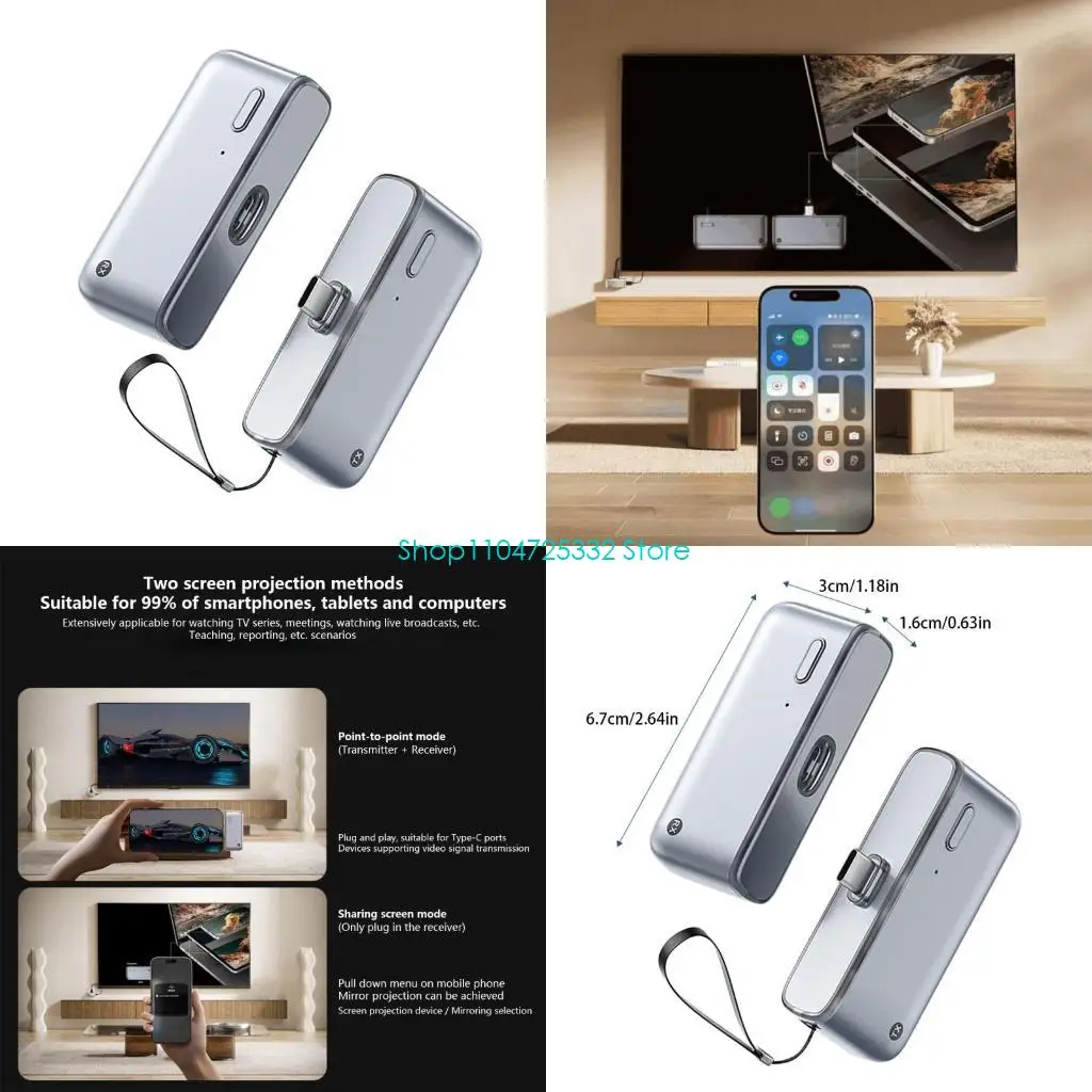 

P5EA Radio Link Set 50m Transmission 4K Decoding Outlet Play Plan Consistent Laptops Tablets Projection Systems