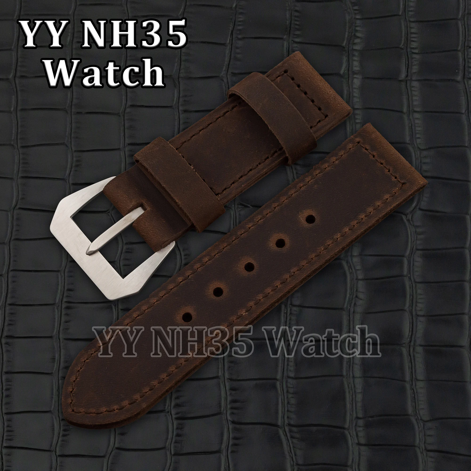 High Quality Leather Watch Strap for PAM 6152 DIY Watch Accessories Replacements 26mm Watchband for PAM 6154 Watch Bracelet