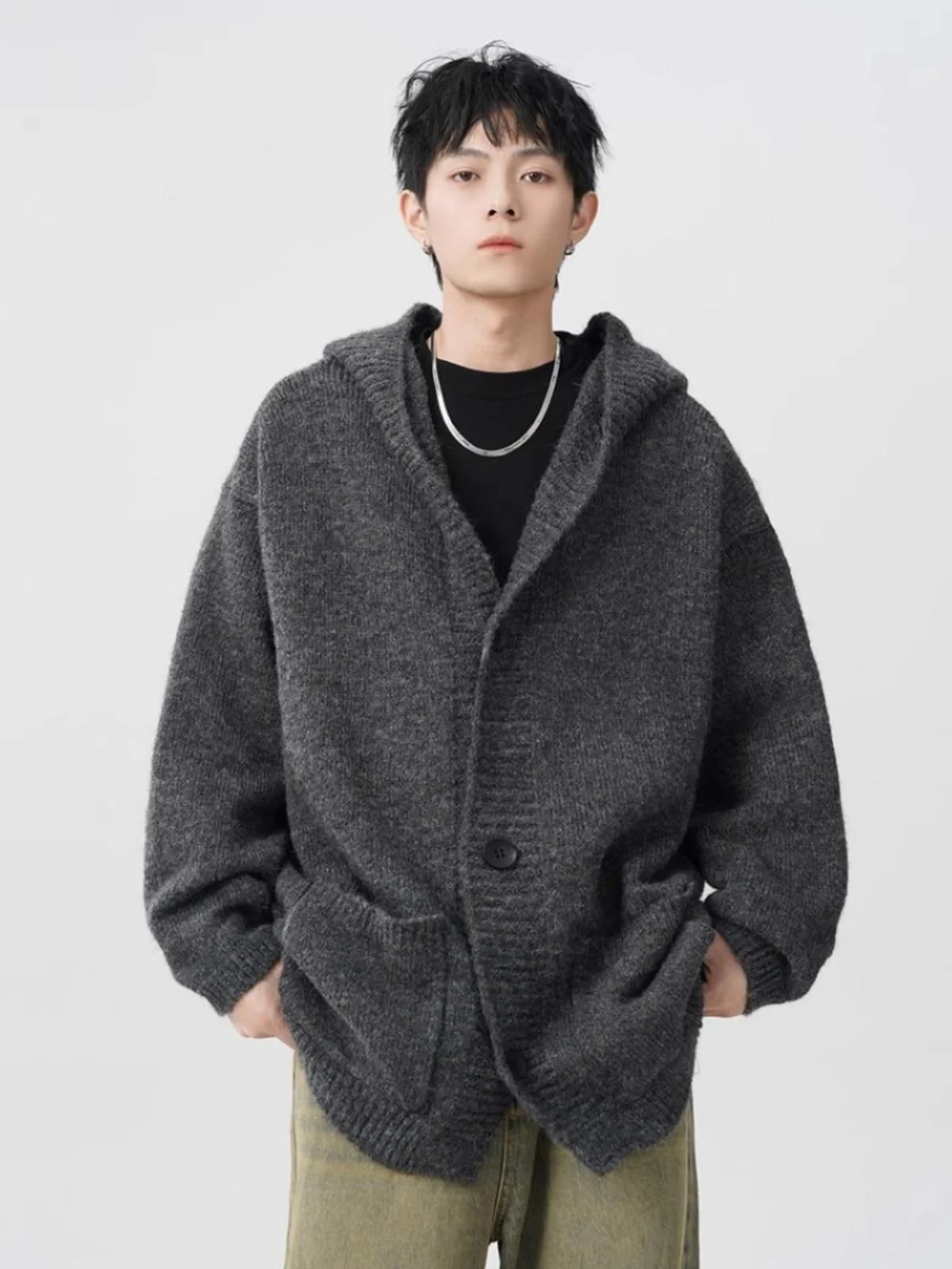 

Cleanfit ey Open Cardigan Sweater Men's Autumn Winter Loose Lazy Sle Knitted Hat Jaet Casual Youth Vitali Sle Long ...